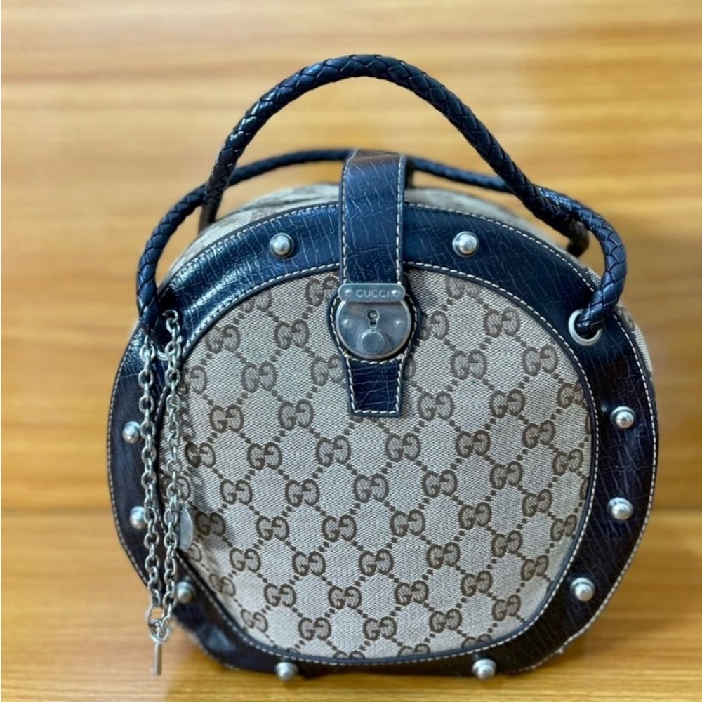Pre Owned Vintage Gucci Supreme print Brown canvas mini Bag - Picture 2 of 10